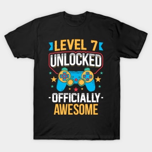 Level 7 Unlocked Officially Awesome 7th Birthday T-Shirt